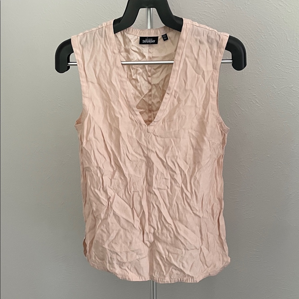Kate Spade Saturday Light Pink V-Neck Silk Sleeveless Blouse